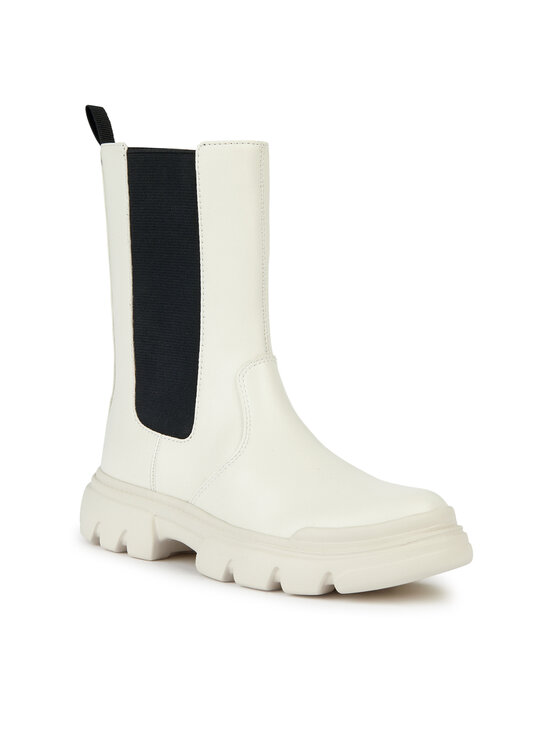 Geox Polokozačky Geox J Junette J36HVE 0BCNH C1M9B D Écru