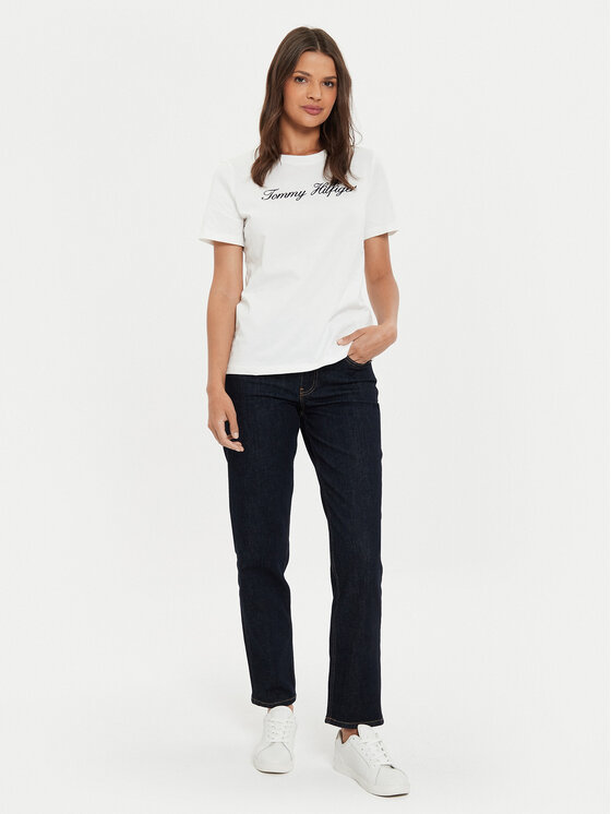 Tommy Hilfiger Tommy Hilfiger T-shirt Script WW0WW43459 Écru Regular Fit
