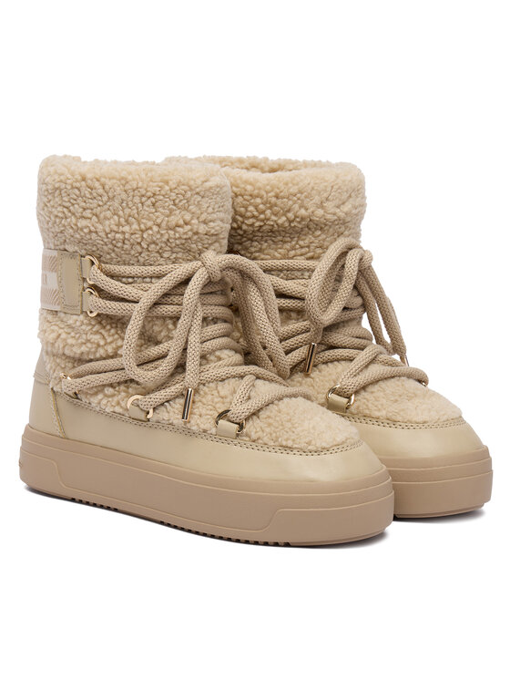 Tommy Hilfiger Škornji za sneg Tommy Hilfiger Faux Shearling Snowboot FW0FW08788 Écru