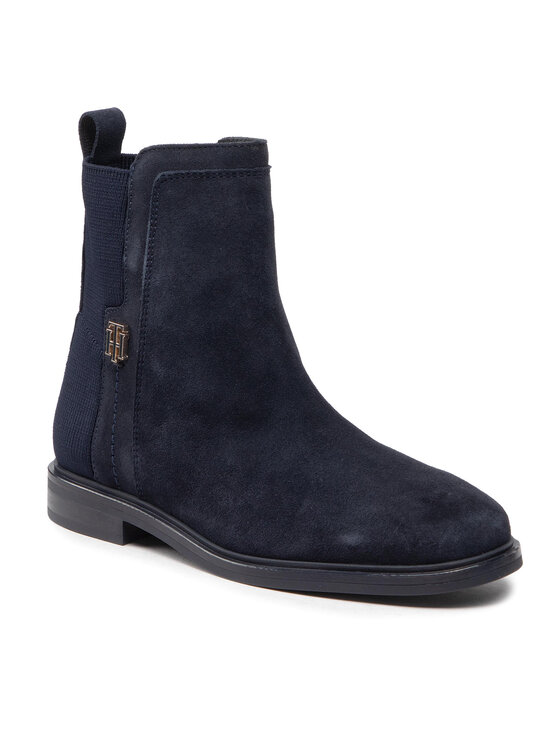 Tommy Hilfiger Μποτάκια Tommy Hilfiger Essentials Flat Boot FW0FW06740 Σκούρο μπλε