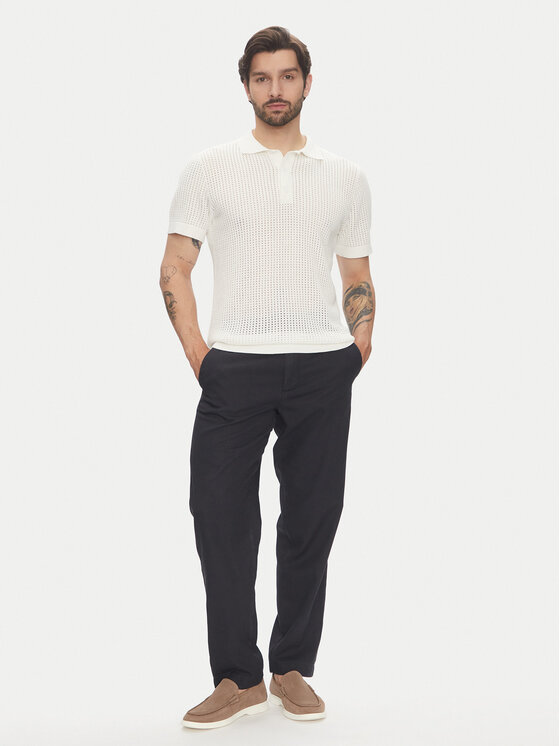 Lindbergh Lindbergh Polo majica 30-804126 Écru Relaxed Fit