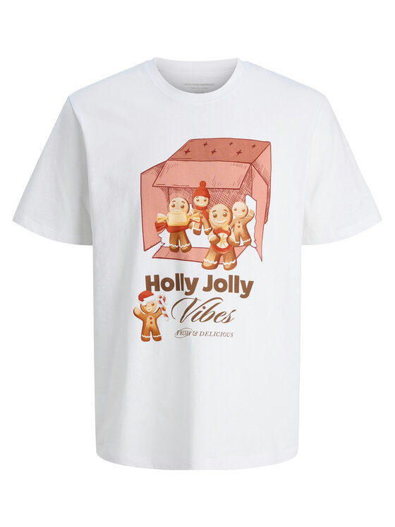 Jack & Jones Jack & Jones Футболка Holiday Cartoon 12287550 Білий Relaxed Fit