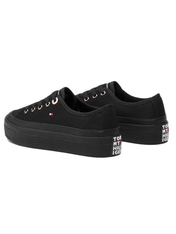 Tommy Hilfiger Tenis superge Tommy Hilfiger Corporate Flatform Sneaker FW0FW02456 Črna