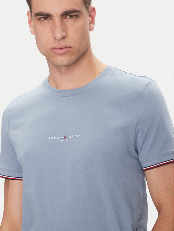 Tommy Hilfiger Tommy Hilfiger Camiseta Logo MW0MW32584 Celeste Regular Fit