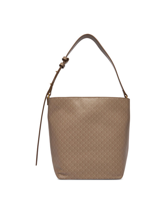 Calvin Klein Ročna torba Calvin Klein Emblem Aop Medium Bucket LV04F3365G Bež