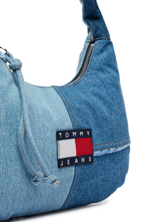 Tommy Jeans Geantă Tommy Jeans Tjw Denim Patchwork Shoulder Bag AW0AW18471 Albastru