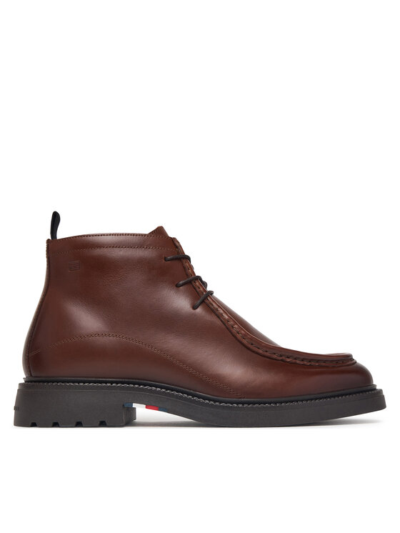 Tommy Hilfiger Μποτίνια Tommy Hilfiger Corporate Casual Lth Moc Chukka FM0FM05987 Καφέ
