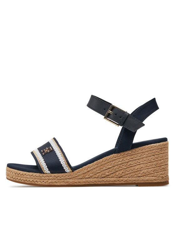 Tommy Hilfiger Espadrilles Tommy Hilfiger Webbing Wedge Sandal FW0FW08044 Tumši zils
