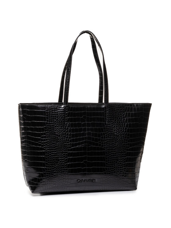 Calvin Klein Дамска чанта Calvin Klein Ck Must Shopper Md Croc K60K606471 Черен