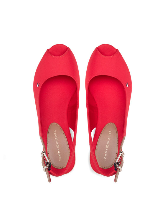 Tommy Hilfiger Espadrilles Tommy Hilfiger Iconic Elba Sling Back Wedge FW0FW04788 Piros