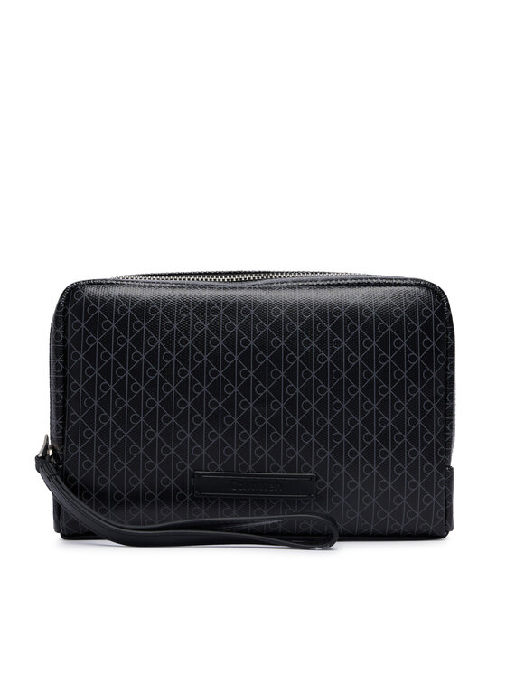Calvin Klein Kozmetická taštička Calvin Klein Emblem Aop Coated Pouch W/ Handl LV04D1240G Čierna