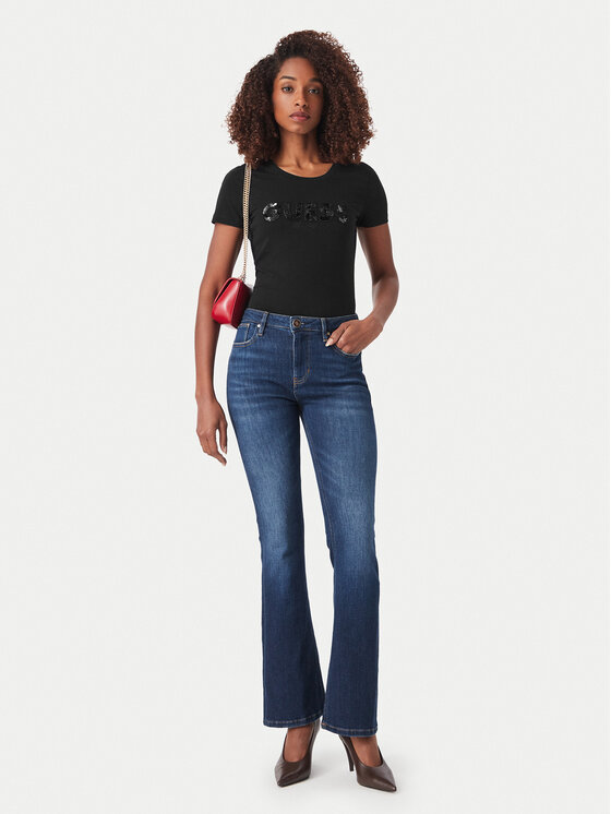 Guess Guess T-shirt W5GI17 J1314 Crna Slim Fit