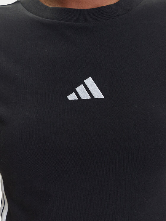 adidas adidas Футболка Essentials 3-Stripes JC8325 Чорний Slim Fit