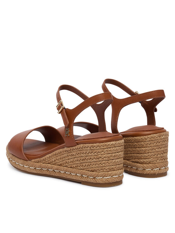 Tommy Hilfiger Εσπαντρίγιες Tommy Hilfiger Th Monogram Leather Wedge Espadrilles FW0FW09340 Καφέ