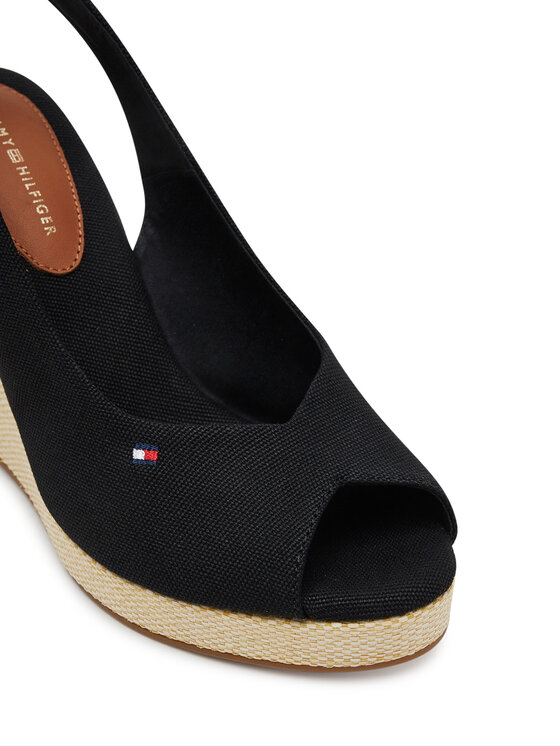 Tommy Hilfiger Espadrilky Tommy Hilfiger Flag High Wedge Espad Slingback FW0FW08597 Čierna