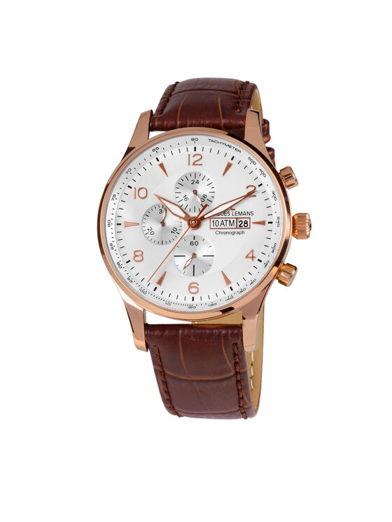 Jacques Lemans Zegarek Jacques Lemans JL-1-1844F Brązowy