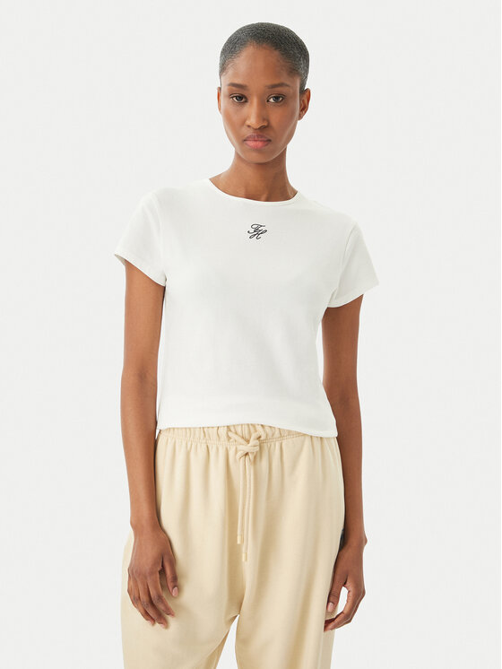 Tommy Hilfiger Tommy Hilfiger Camiseta WW0WW48710 Crema Slim Fit