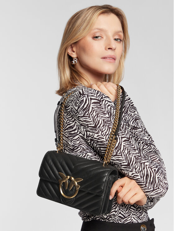 PINKO Geantă Pinko Love Mini Icon Chevron 1 Dc AL 22-23 PLTT 1P22UL A03Z Negru