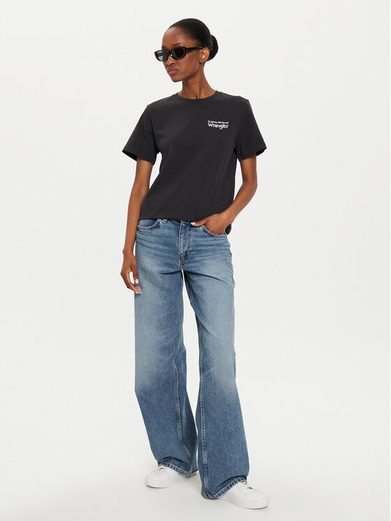 Wrangler Wrangler T-shirt Graphic 112356429 Crna Regular Fit
