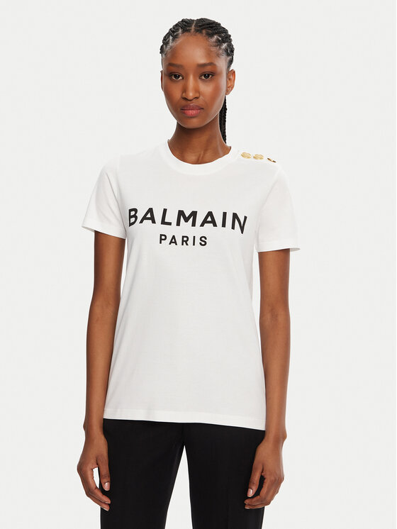 Balmain Balmain Футболка BF1EF005BB02 Білий Regular Fit