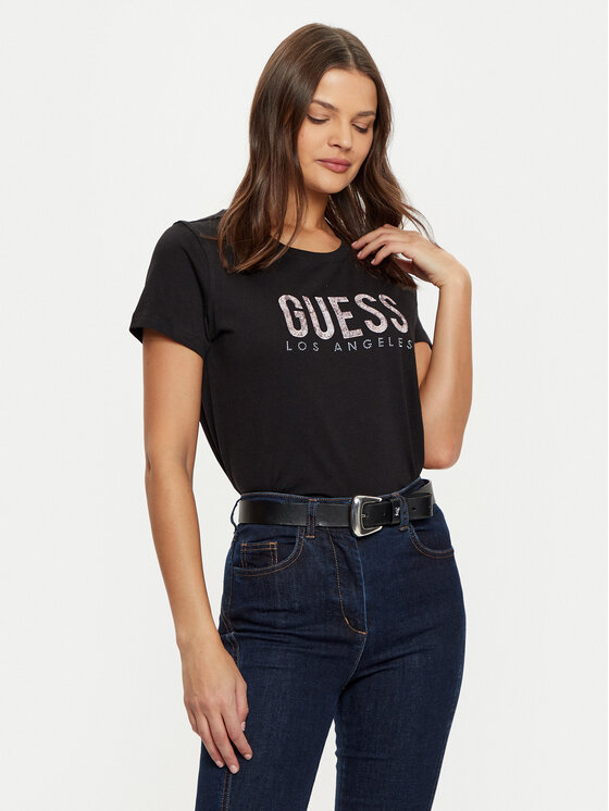 Guess Guess Футболка W5RI19 I3Z14 Чорний Regular Fit