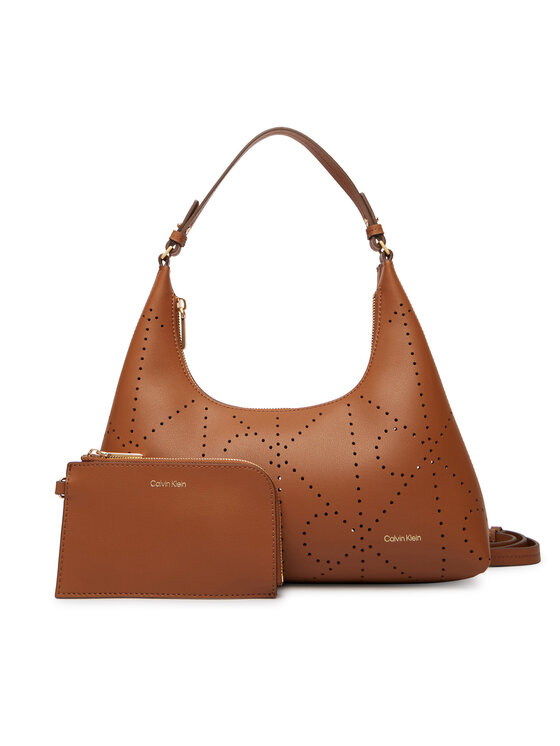Calvin Klein Torebka Calvin Klein Emblem Aop Perfor Lthr Bag LV04F3367G Brązowy