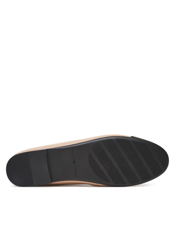 Tommy Hilfiger Baleríny Tommy Hilfiger Toe Cap Leather Ballerina FW0FW08759 Écru