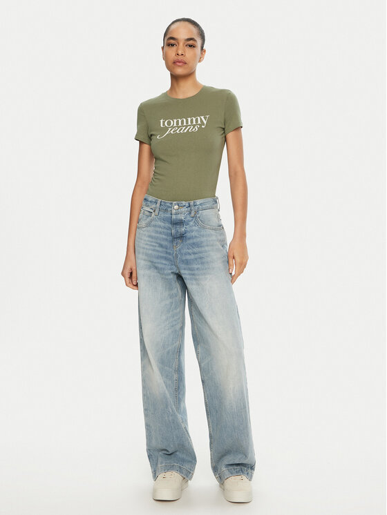 Tommy Jeans Tommy Jeans T-shirt Essential DW0DW19447 Zelena Slim Fit