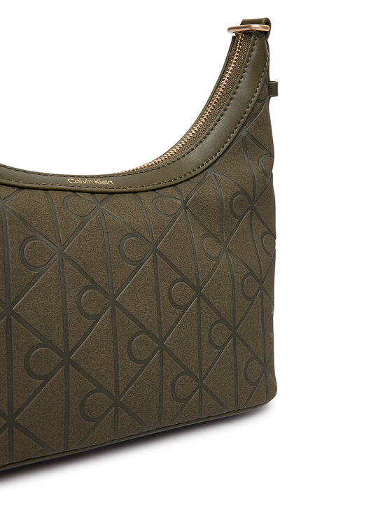 Calvin Klein Τσάντα Calvin Klein Emblem Aop Sueded Shoulder Bag LV04F3880G Σκούρο πράσινο