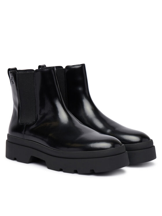 Calvin Klein Kotníková obuv s elastickým prvkem Calvin Klein Lugged Chelsea Boot Matt Lth HM0HM02445 Černá