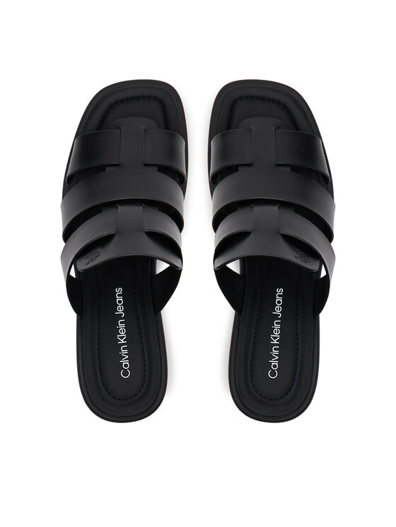 Calvin Klein Jeans Şlapi Calvin Klein Jeans Heel Square Mg Lth YW0YW01702 Negru
