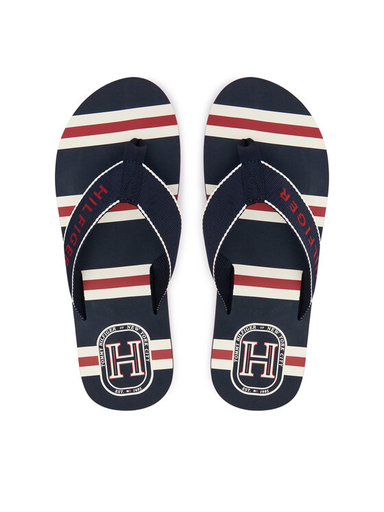 Tommy Hilfiger Čības uz pirksta Tommy Hilfiger Stripes Beach Sandal FM0FM06003 Tumši zils