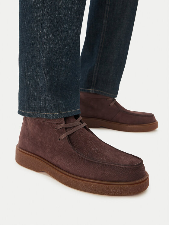Calvin Klein Μποτίνια Calvin Klein Text Rubber Apron Boot Nu HM0HM02256 Καφέ