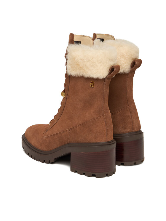 Tommy Hilfiger Trzewiki Tommy Hilfiger Th Shearling Lace Up Boot FW0FW08999 Brązowy