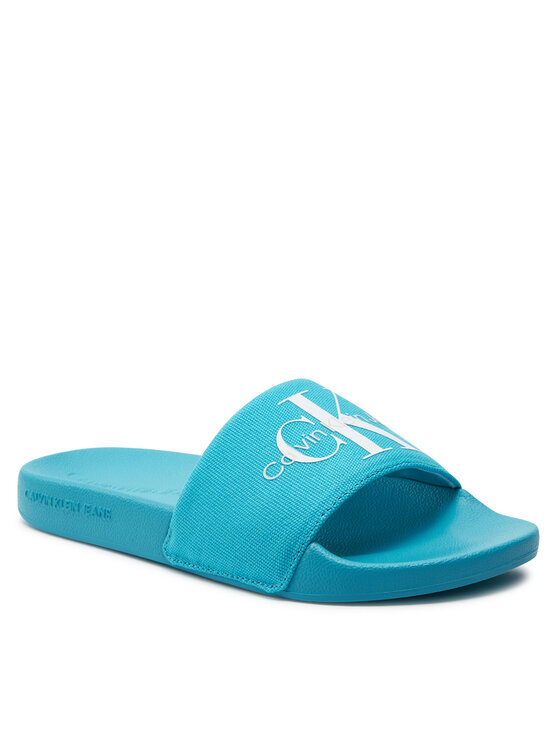 Calvin Klein Jeans Şlapi Calvin Klein Jeans Slide Monogram Co YW0YW00103 Albastru celest