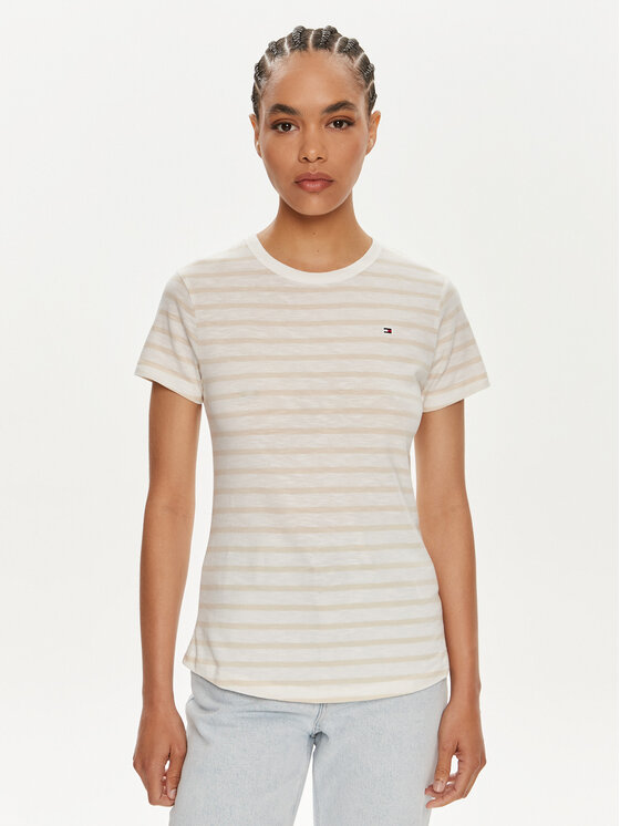 Tommy Hilfiger Tommy Hilfiger T-Shirt 1985 WW0WW37857 Μπεζ Slim Fit