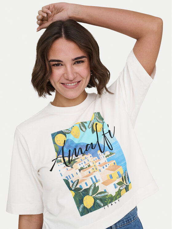 ONLY ONLY Camiseta Vega 15375753 Crema Regular Fit