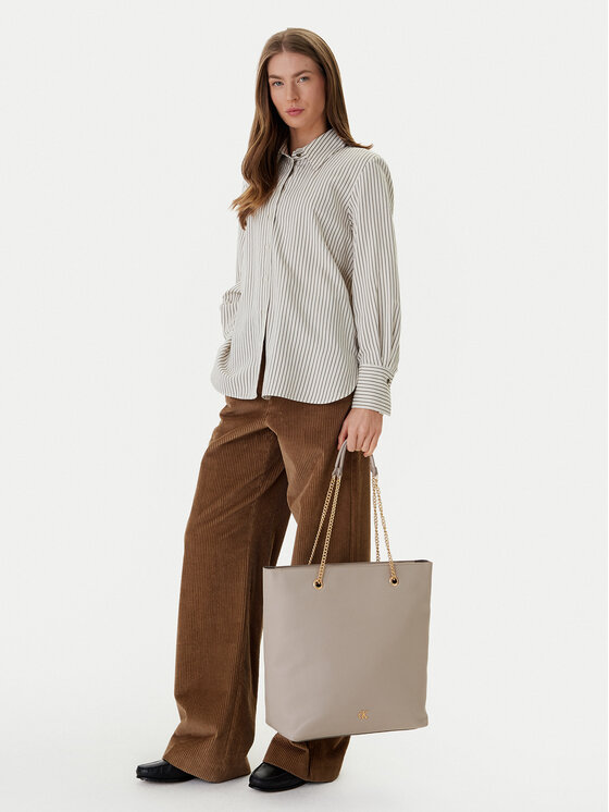 Calvin Klein Borsetta Calvin Klein Minimal Monogram Chain Tote LV04F3204G Beige