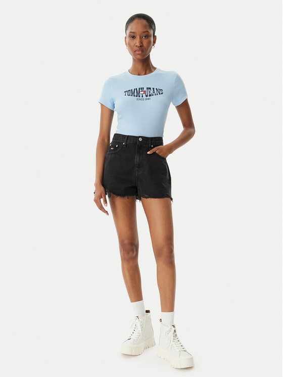 Tommy Jeans Tommy Jeans Camiseta Wavy Flag DW0DW22272 Azul claro Slim Fit