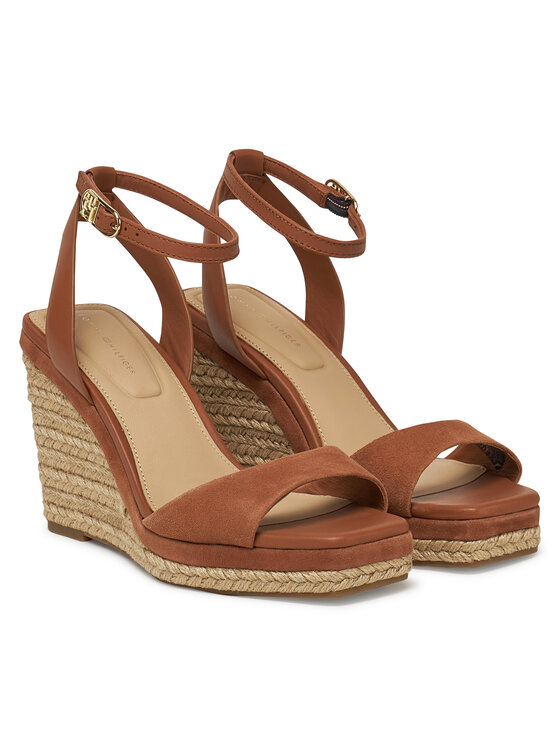 Tommy Hilfiger Espadrile Tommy Hilfiger Leather & Suede High Wedge Espad FW0FW08803 Rjava