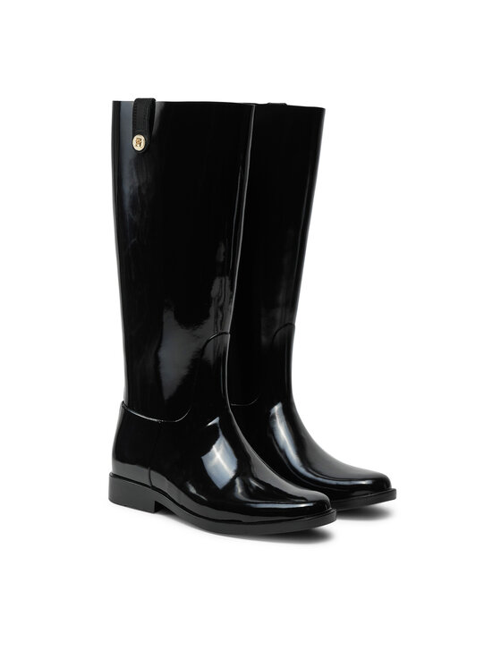 Tommy Hilfiger Gumijas zābaki Tommy Hilfiger Th Stud Rubber Long Rainboot FW0FW08185 Melns