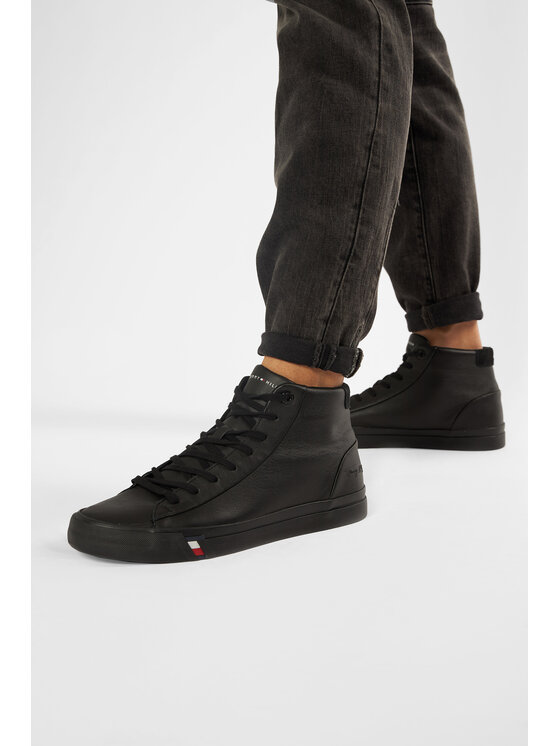 Tommy Hilfiger Tenisice Tommy Hilfiger Corporate Leather Sneaker High FM0FM02984 Crna