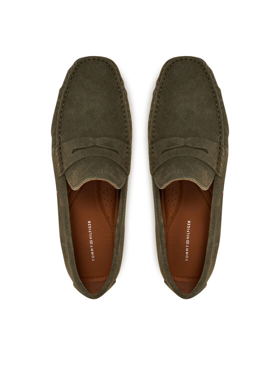 Tommy Hilfiger Mokasíny Tommy Hilfiger Casual Hilfiger Suede Driver FM0FM04998 Zelená