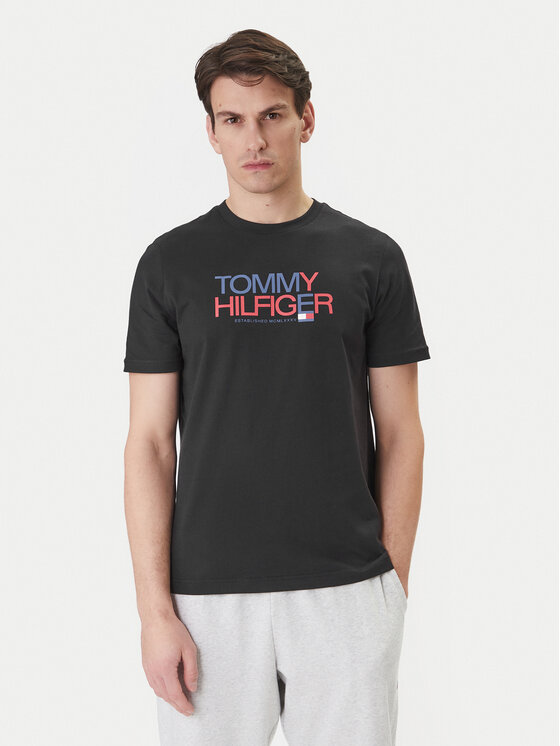 Tommy Hilfiger Tommy Hilfiger Camiseta Brand Love Big Text MW0MW42369 Negro Regular Fit
