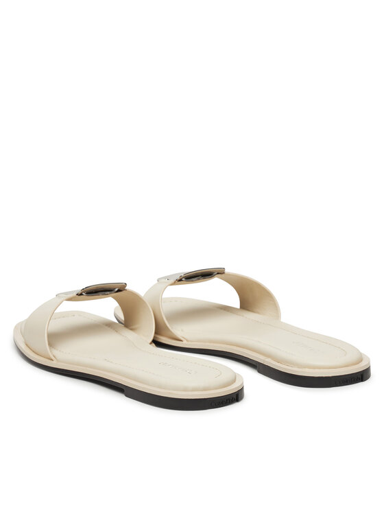 Calvin Klein Natikači Calvin Klein Flat Slide W/Ck Hw Big - Lth HW0HW02482 Écru