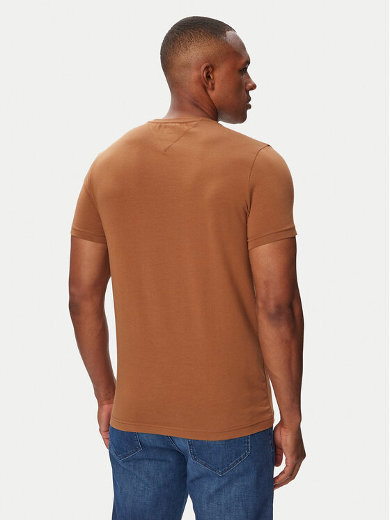 Tommy Hilfiger Tommy Hilfiger Majica MW0MW10800 Rjava Slim Fit