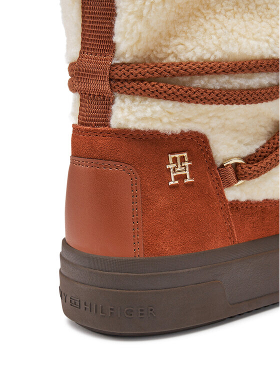 Tommy Hilfiger Cizme de zăpadă Tommy Hilfiger Lace-Up Faux Shearling Snowboot FW0FW08252 Bej