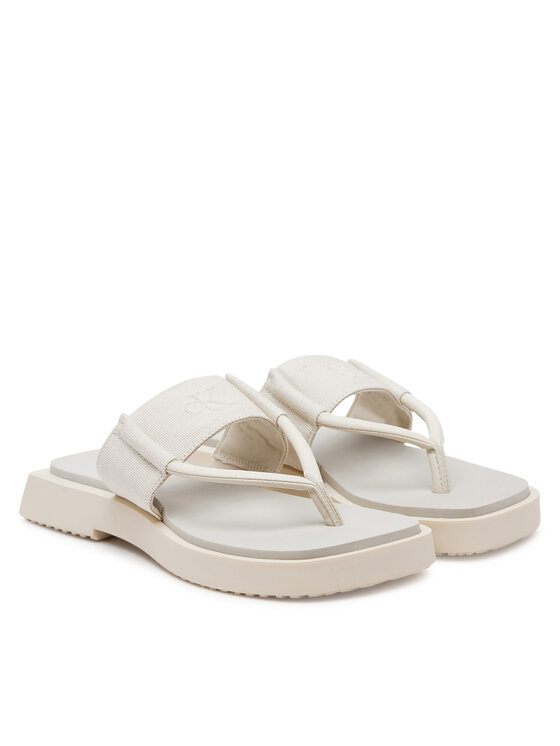 Calvin Klein Jeans Japonki Calvin Klein Jeans Sq Low Wedge Sandal Rope YW0YW01717 Beżowy