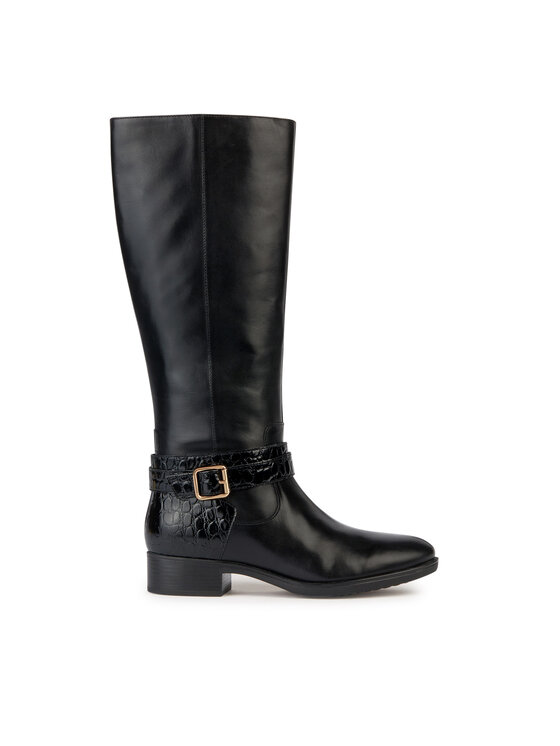 Geox Kozačky ve vojenském stylu Geox D Felicity D36G1A 04340 C9999 Černá