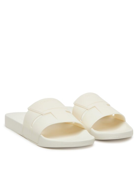 Calvin Klein Şlapi Calvin Klein Pool Slide Double T HM0HM01752 Alb